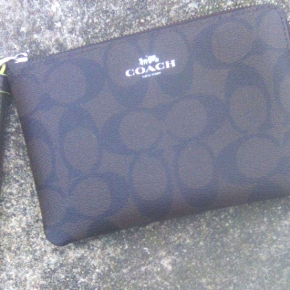 Coach Wristlet Single Corner Zip Leather Wristlet